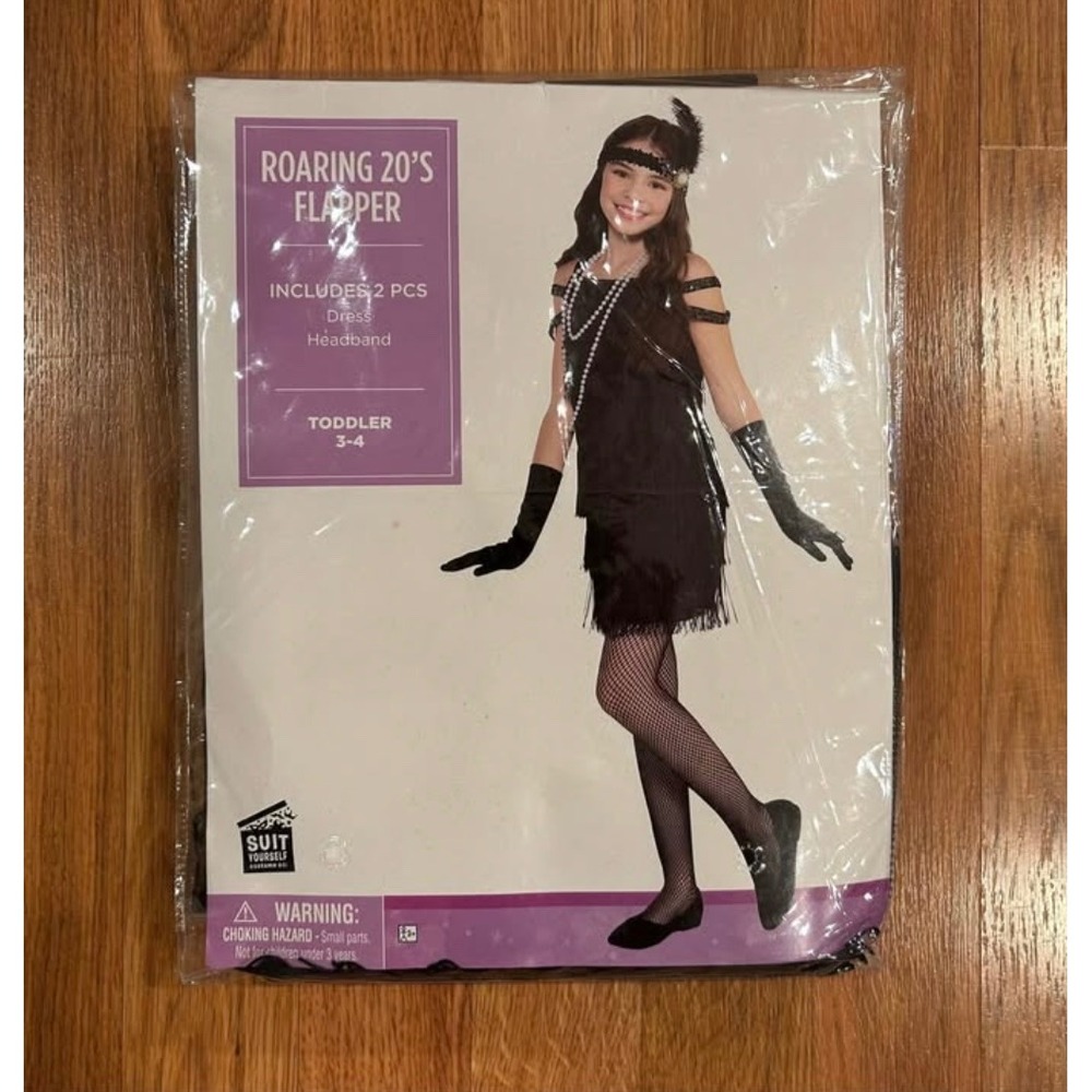 Roaring 20's Flapper Costume Black Dress Headband Size Small (4-6) NEW!